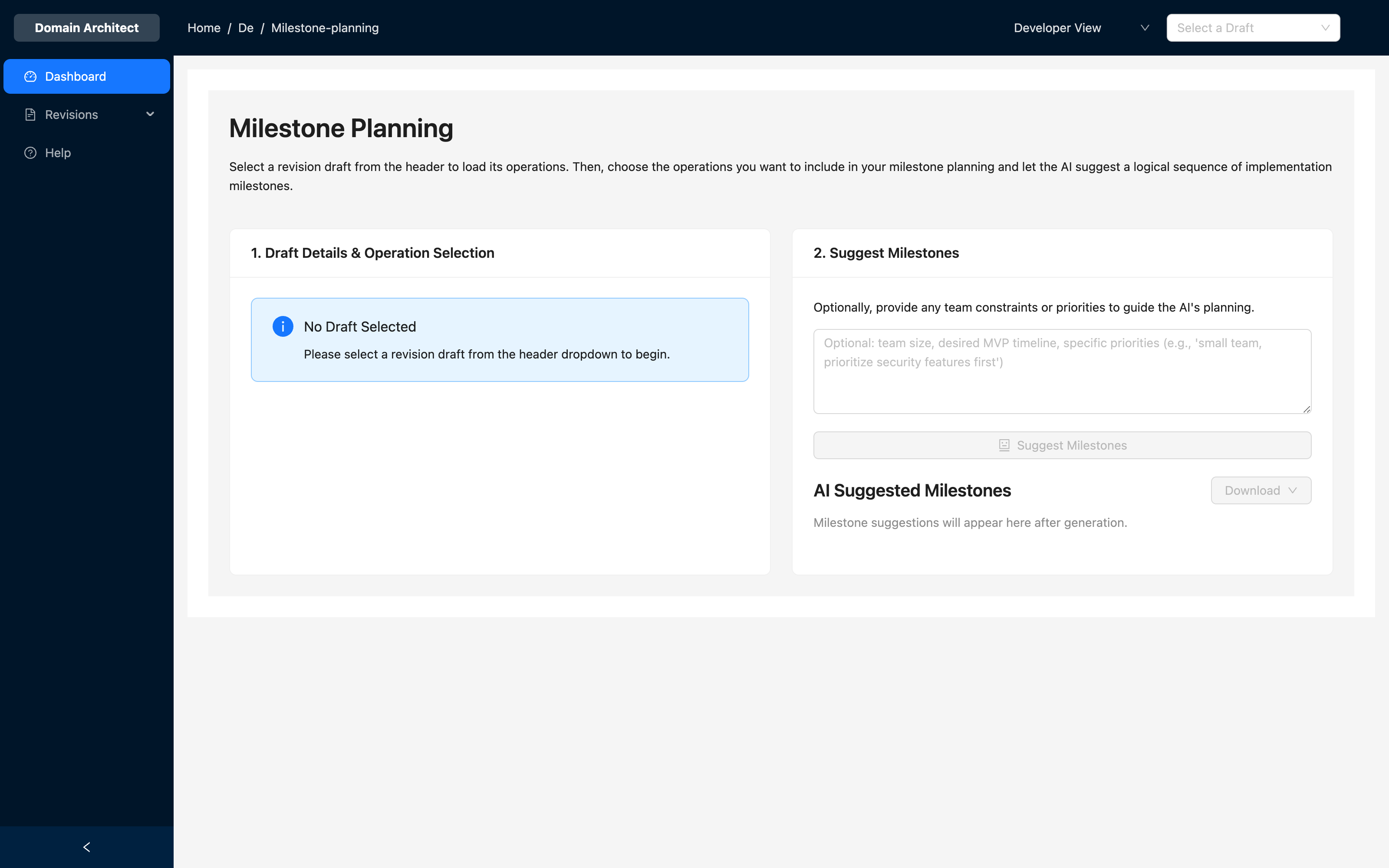 Select Operations for Milestone Planning